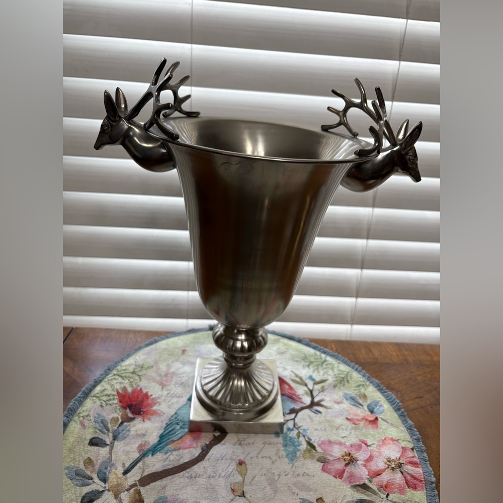 Elegant Brass Silver PlatedDeer Stag Antler Wine Chiller READ